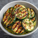 Grilled Zucchini Slices on Black Slate Plate with Char Marks
