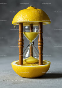 Creative Hourglass with Lemon Slices and Dripping Juice