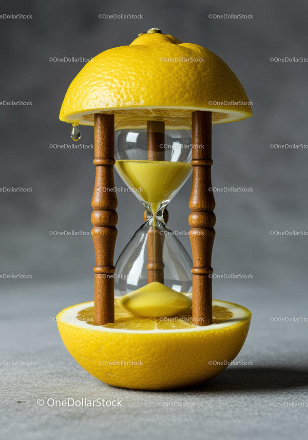 Creative Hourglass with Lemon Slices and Dripping Juice