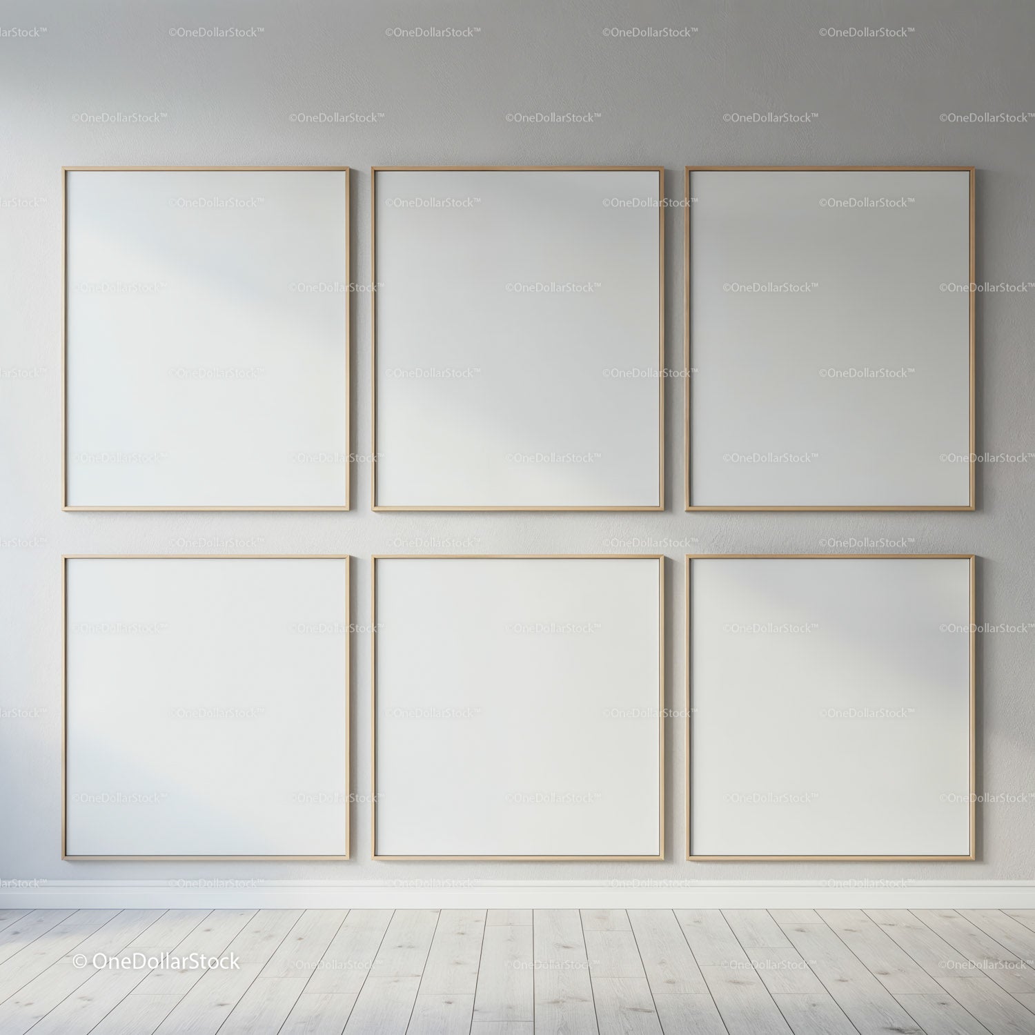 Minimalist Blank Frames Displayed on White Wall
