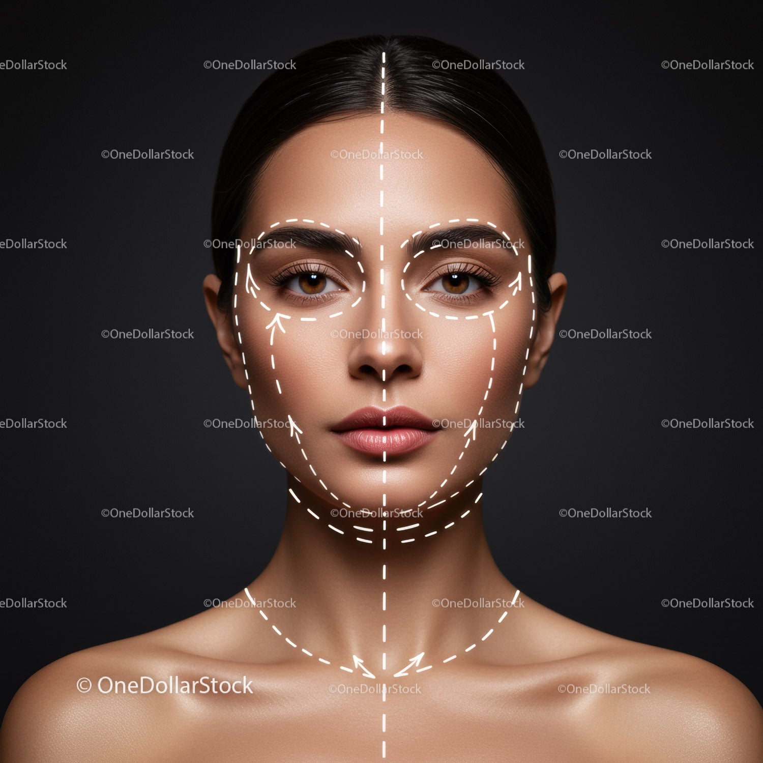 Portrait of Beautiful Woman with Perfect Skin and Elegant Expression
