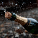 Champagne Bottle with Cork Pop Scene in Celebration Atmosphere