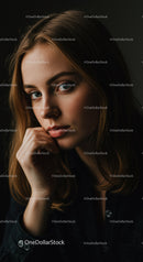 Young woman with thoughtful gaze and natural light