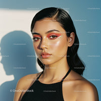 Stunning Portrait of a Young Woman with Vibrant Makeup