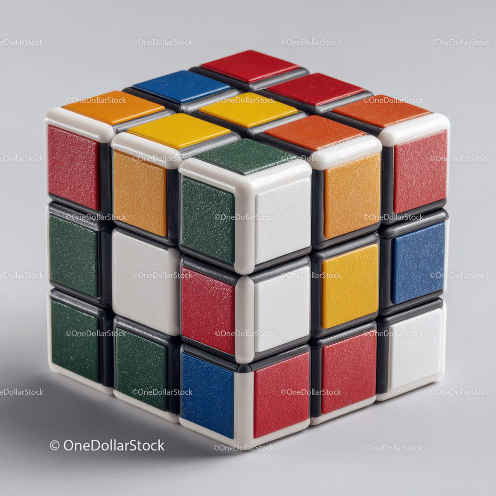 Colorful Rubik's Cube with Vibrant Shades of Red, Blue, Yellow, and Green