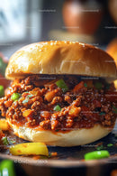 Juicy Beef Burger in Soft Bun with Fresh Vegetables