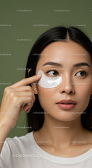 Young Woman Applying Under-Eye Collagen Patches for Skincare