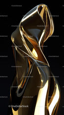 Elegant Golden Abstract Sculpture with Flowing Curves