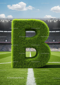 Green Grass Letter B Standing on Soccer Field