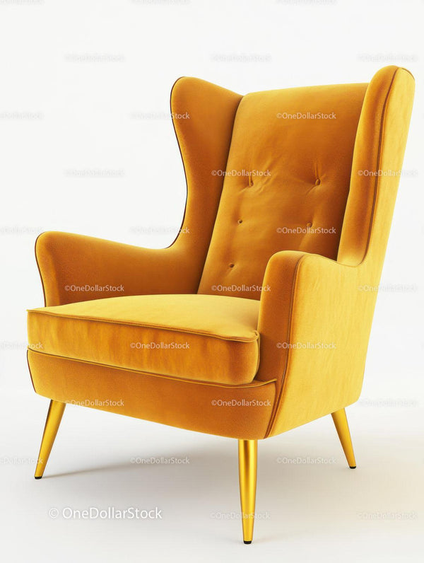 Żółty fotel w nowoczesnym stylowym wnętrzu o eleganckim designie