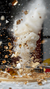 Dynamic Explosion with Foam and Gold Glitter Cakeside Celebration