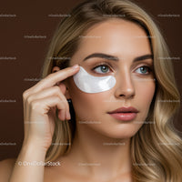 Close-Up of Beautiful Woman Wearing Under-Eye Patch for Skincare Routine