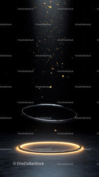 Futuristic Illuminated Rings and Cosmic Particles in Space