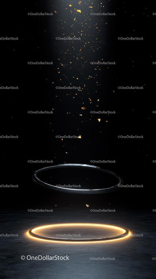 Futuristic Illuminated Rings and Cosmic Particles in Space