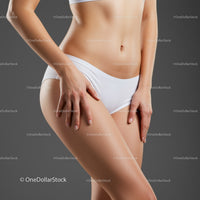 Confident Woman in White Underwear Showcasing Skin Care and Fitness