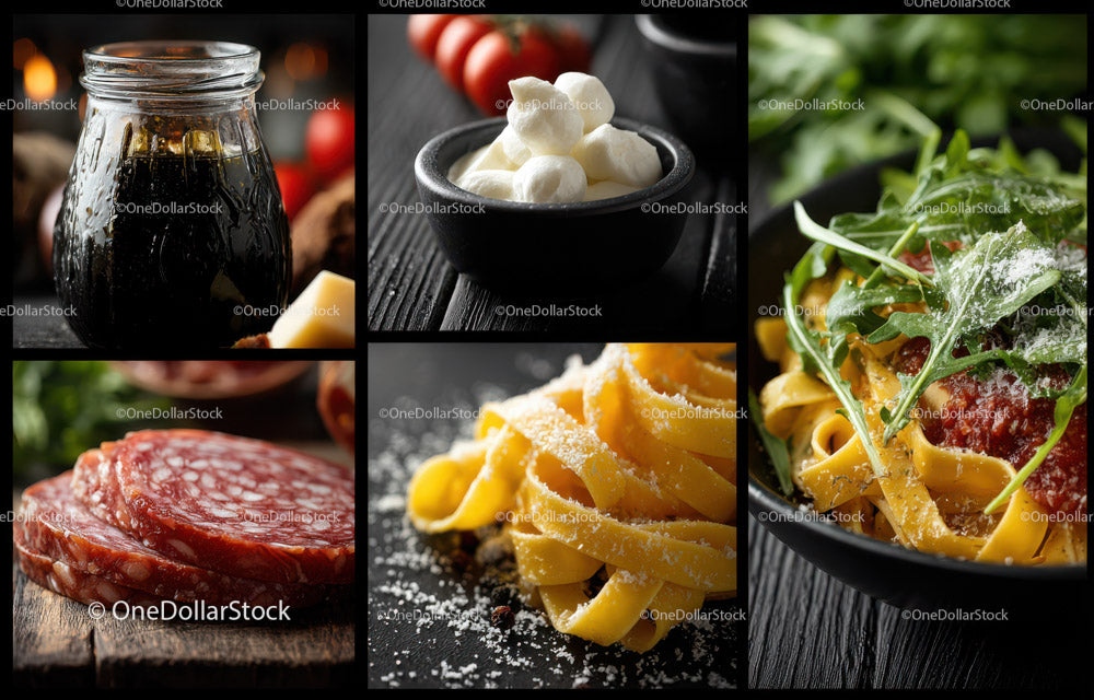 Fresh Italian Food Ingredients with Pasta and Vegetables