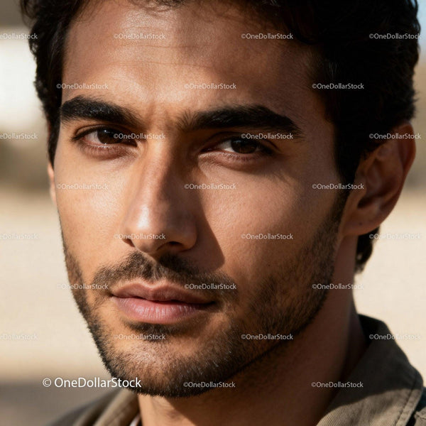 Close up portrait of thoughtful young man outdoors