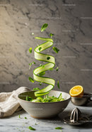 Fresh cucumber ribbons with herbs and lemon zest