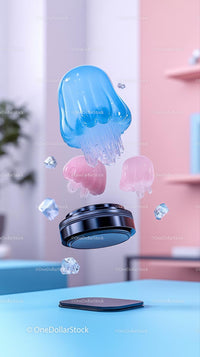 Futuristic Jellyfish-Shaped Floating Objects in Modern Tech Scene