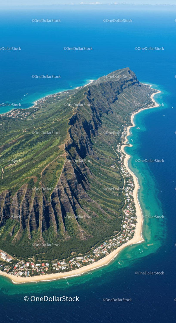 Majestic Mountain Range and Scenic Coastal Cliffs Aerial View