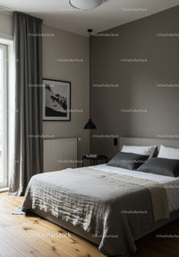 Modern Bedroom with Gray Walls and Cozy Bed