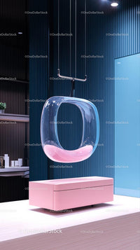 Futuristic Pink and Blue Modern Architectural Art Installation