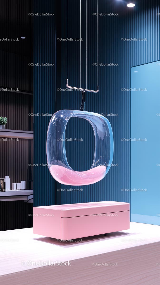 Futuristic Pink and Blue Modern Architectural Art Installation