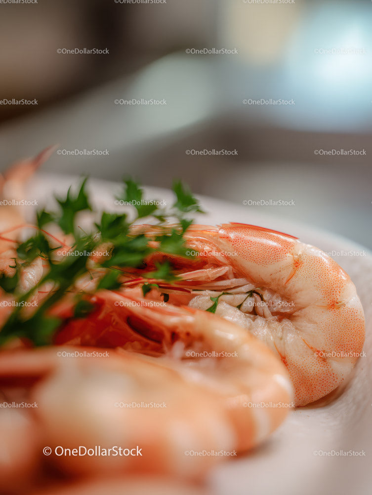 Fresh Prawns on Ice for Seafood Cuisine and Gourmet Dishes