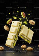 White Chocolate Bar with Crunchy Pistachios Breaking