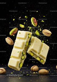 White Chocolate Bar with Crunchy Pistachios Breaking