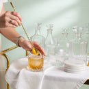 Elegant Cocktail with Lemon Twist in Crystal Glass with Decanters