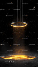 Futuristic Space Scene with Glowing Ring and Particles