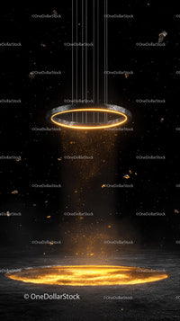 Futuristic Space Scene with Glowing Ring and Particles