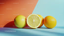 Bright Still Life of Fresh Lemons with Colorful Background