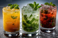 Assorted Cocktails with Fresh Mint and Crushed Ice for Summer Refreshment