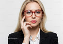 Elegant Businesswoman in Red Glasses Portrait