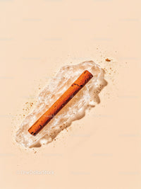 Cinnamon Stick Resting on Melting Ice Cube