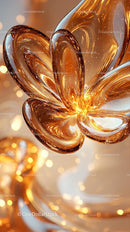 Elegant Golden Glass Flower Sculpture for Luxury Home Decor
