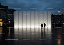 Modern Illuminated Wall in City Square at Night