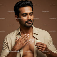 Male Model Applying Moisturizer for Healthy Skin and Grooming
