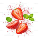 Fresh strawberries splashing with vibrant mint leaves