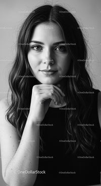 Thoughtful young woman resting chin on hand