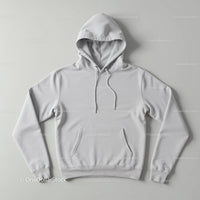 Minimalistic white hoodie with front pocket and hood strings