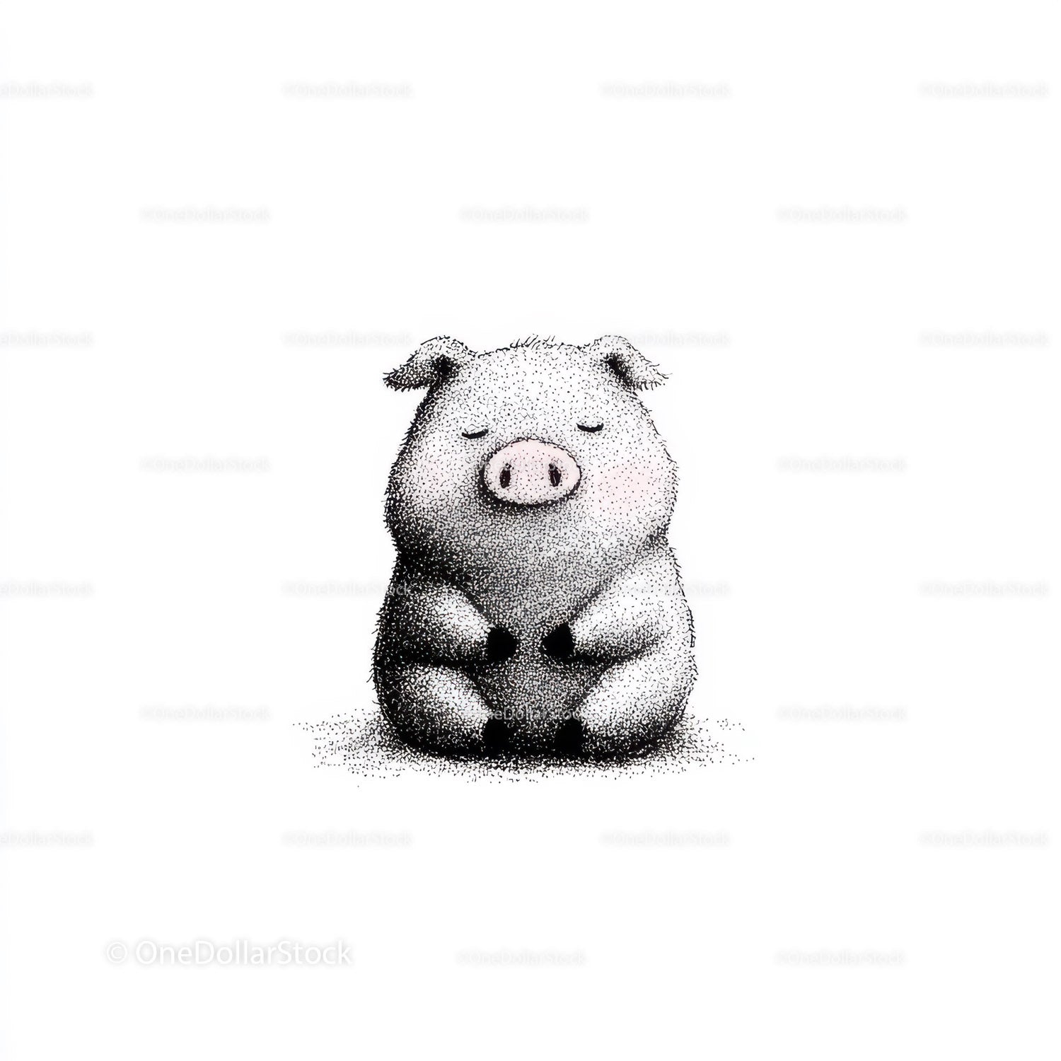 Black Pig Sculpture with Unique Textured Animal Art