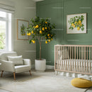 Bright Green Nursery Room Decor with Lemon Tree and Artwork