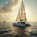 Luxury Sailing Yacht on Calm Sea at Sunset