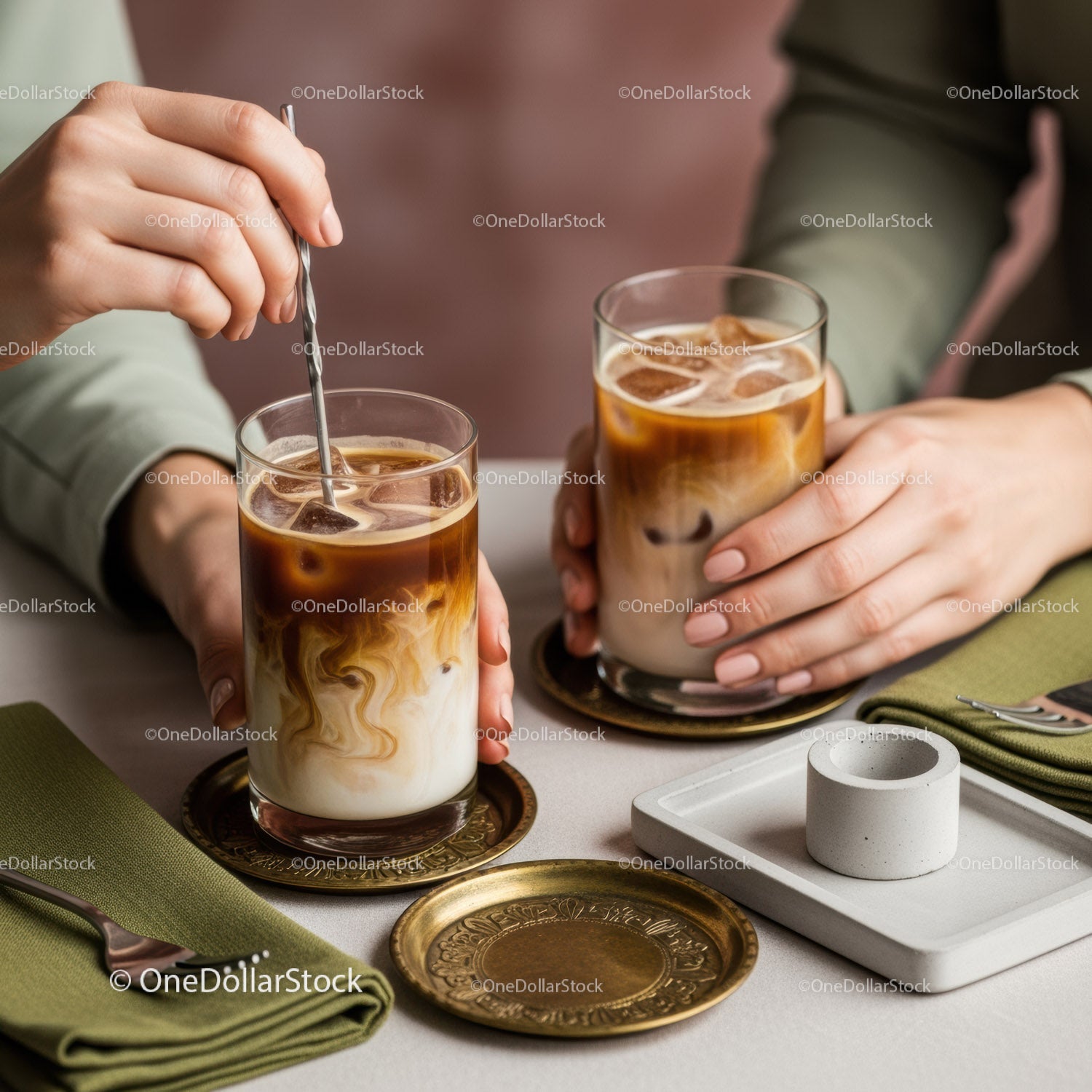 Cold Iced Coffee with Cream and Swirling Coffee Art for Refreshing Beverage