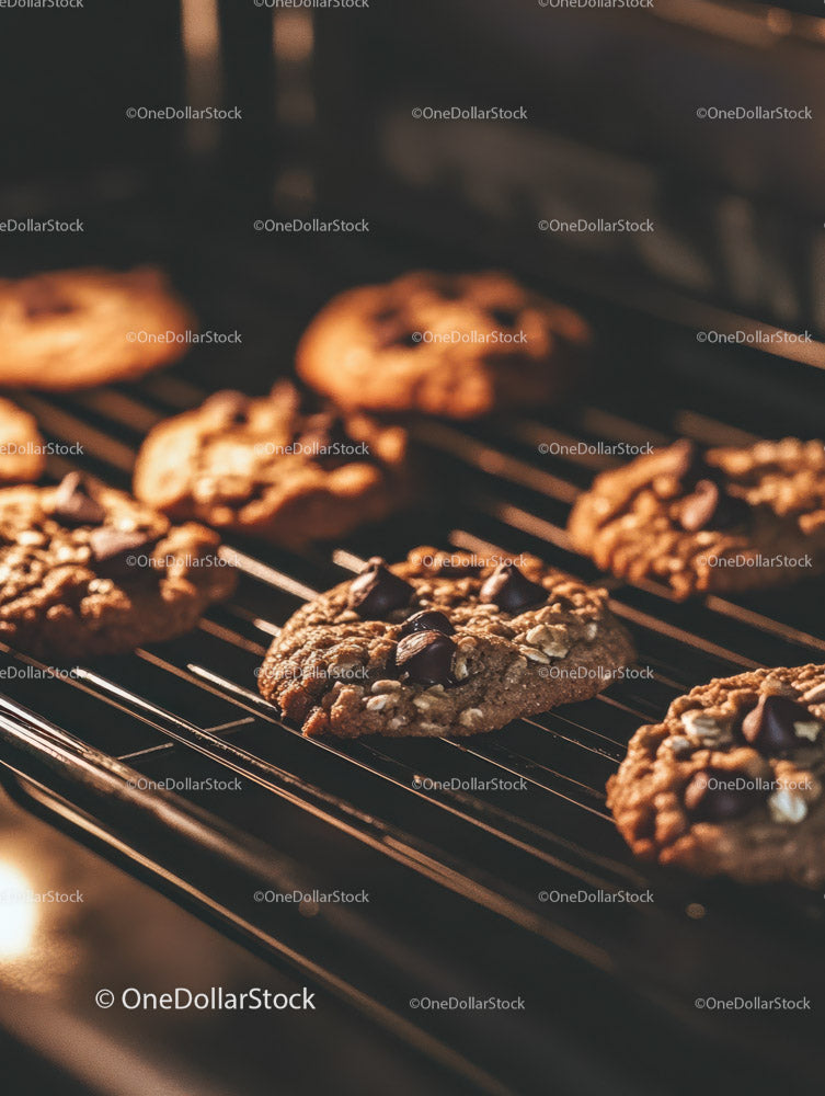 Freshly Baked Chocolate Chip Cookies on Cooling Rack