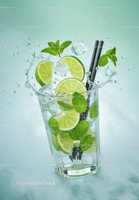 Refreshing lime and mint infused water splash
