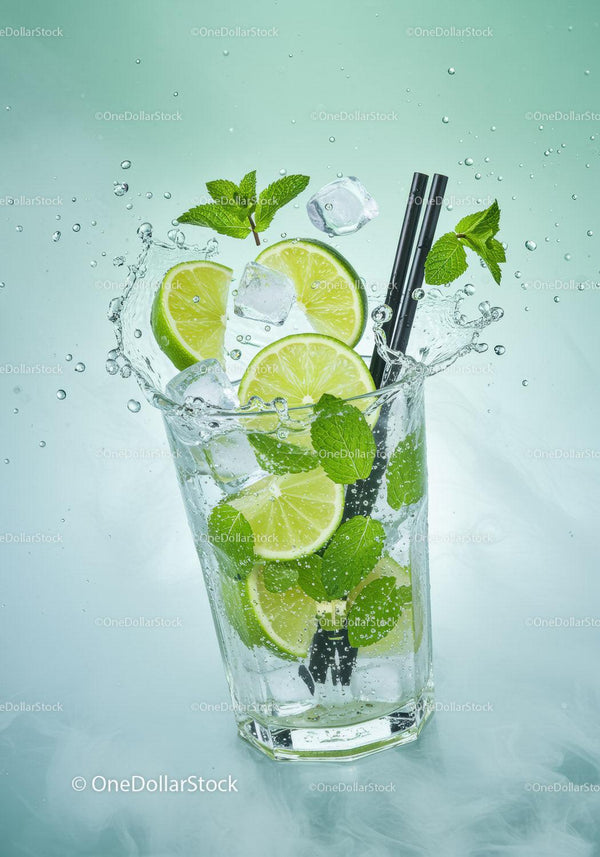 Refreshing lime and mint infused water splash
